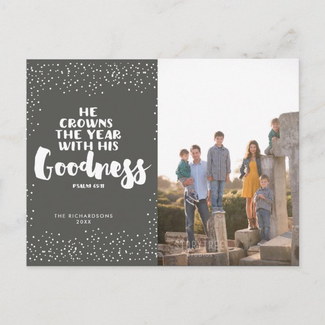 Cartão Postal De Festividades Escritura Religiosa Moderna Foto do Ano em Revisão (Frente)