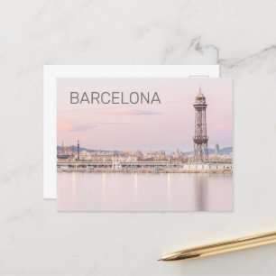 Cartão Postal De Festividades Espanha Catalunha de Barcelona Skyline Sunset