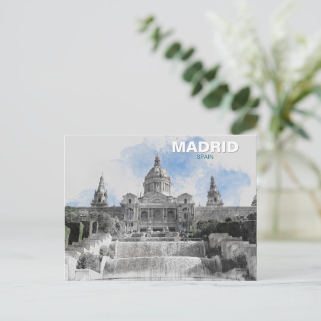 Cartão Postal De Festividades Espanha de Madrid - Souvenir Feriado com Cidade Cê (Em pé/Frente)