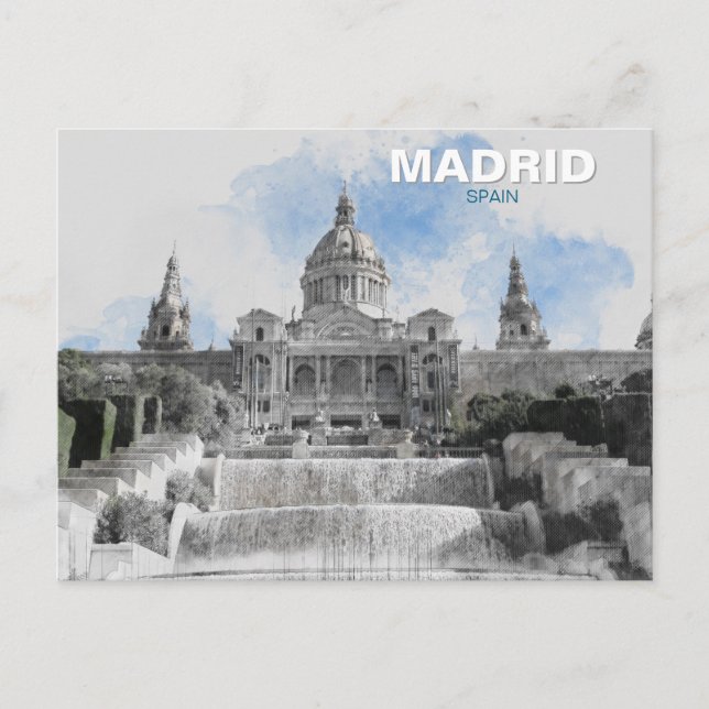 Cartão Postal De Festividades Espanha de Madrid - Souvenir Feriado com Cidade Cê (Frente)