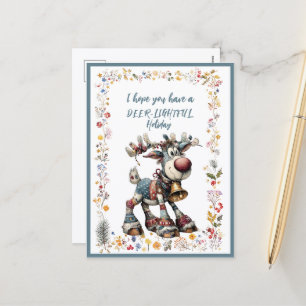 Cartão Postal De Festividades Espero que você tenha um feriado DEER-LIGHTFUL