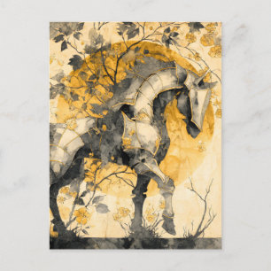 Cartão Postal De Festividades Espírito Botânico Vintage Cavalo Branco Flores Vin