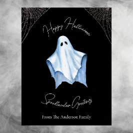 Cartão Postal De Festividades Espírito do Folha Branca do Halloween & Cobwebs Gó