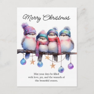 Cartão Postal De Festividades Esquadrão de Pássaros Cantores de Inverno