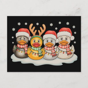 Cartão Postal De Festividades Esquadrão de Pato de Borracha Papai Noel Rena de N