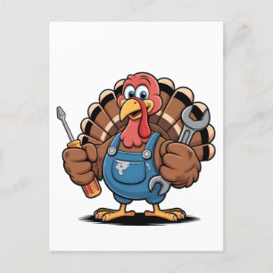 Cartão Postal De Festividades Esquadrão Mecânico Turquia Ação de Graças Gobbler