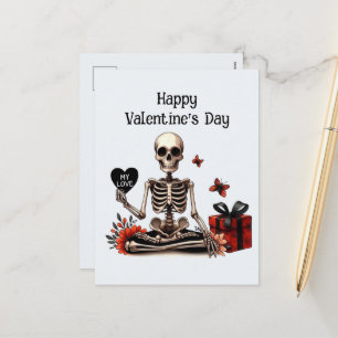 Cartão Postal De Festividades Esqueleto do Namorados de amor gótico bonito