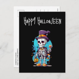 Cartão Postal De Festividades Esqueleto legal no Halloween do Top Halloween