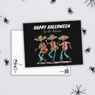 Cartão Postal De Festividades Esqueletos Dançantes Halloween Temporada Assustado