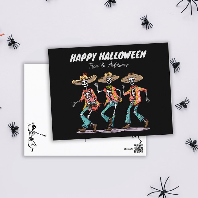 Cartão Postal De Festividades Esqueletos Dançantes Halloween Temporada Assustado (Criador carregado)