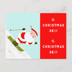 Cartão Postal De Festividades Esqui de neve de esqui