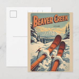 Cartão Postal De Festividades esquís vintage Steamboat Springs Colorado presente
