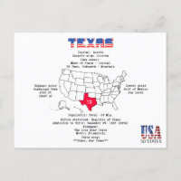 Estado do Texas americano em um mapa e informações