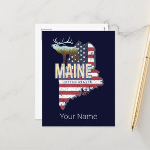 Cartão Postal De Festividades Estados Unidos Maine Map Vintage EUA Souvenir