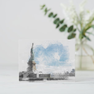 Cartão Postal De Festividades Estátua da Liberdade dos EUA Feriado - Manhattan N