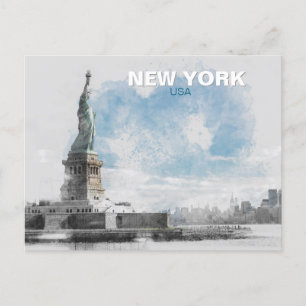 Cartão Postal De Festividades Estátua da Liberdade dos EUA Feriado - Manhattan N