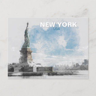 Cartão Postal De Festividades Estátua da Liberdade dos EUA Feriado - Manhattan N