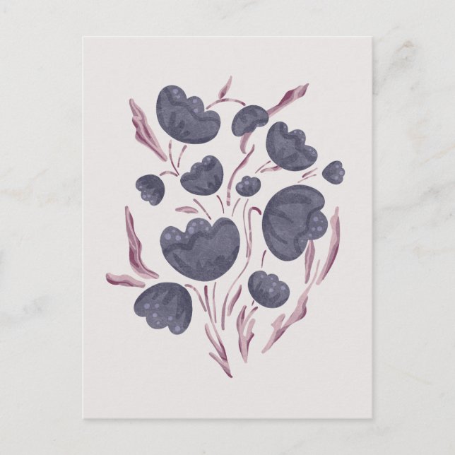 Cartão Postal De Festividades Estética da Flor Roxa Escura (Frente)