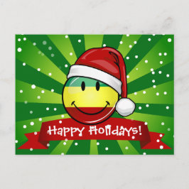 Cartão Postal De Festividades Estilo de Natal Sorridente Bandeira Rastafária