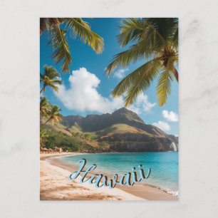 Cartão Postal De Festividades Estilo Vintage Havaiano Viagem Costa Mar Pôr do So