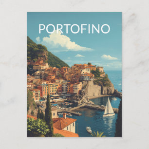 Cartão Postal De Festividades Estilo Vintage Portofino Genova Itália