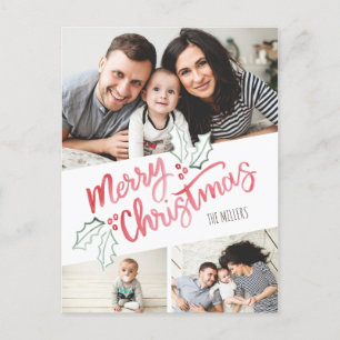 Cartão Postal De Festividades Estiloso Inclinação Aquarela Feliz Natal 3-Foto