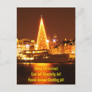 Cartão Postal De Festividades Éstocolmo, suecia no Natal na noite