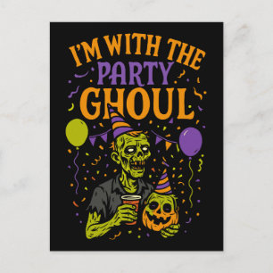 Cartão Postal De Festividades Estou com o Ghoul Zombie do Partido, fantasia de H