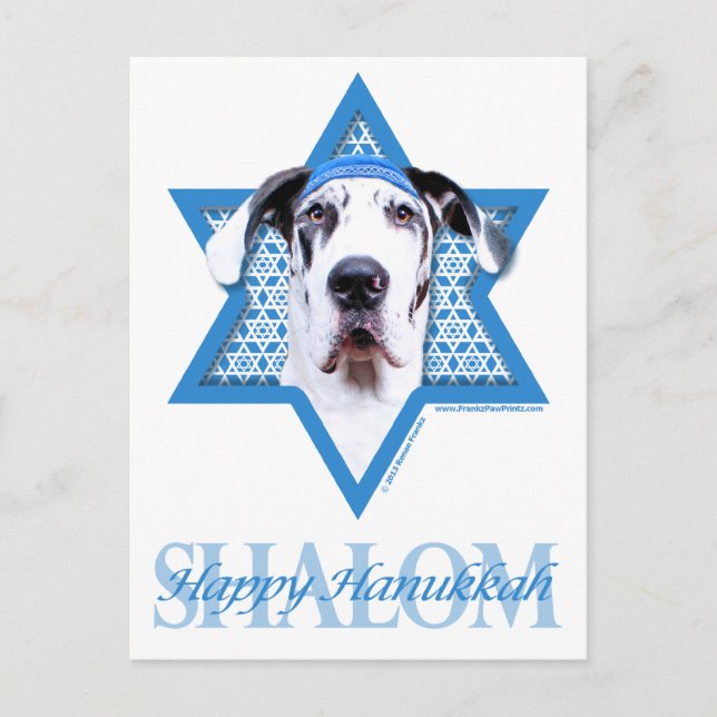 Cartão Postal De Festividades Estrela de David de Hanukkah - great dane - (Frente)