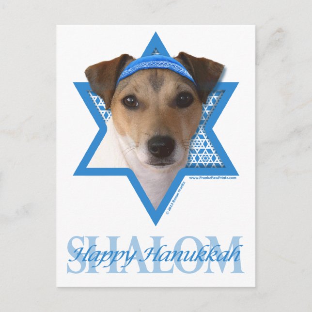 Cartão Postal De Festividades Estrela de David de Hanukkah - Jack Russell (Frente)