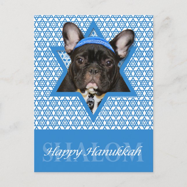 Cartão Postal De Festividades Estrela de Hanukkah de David - Bulldog Francês - T (Frente)