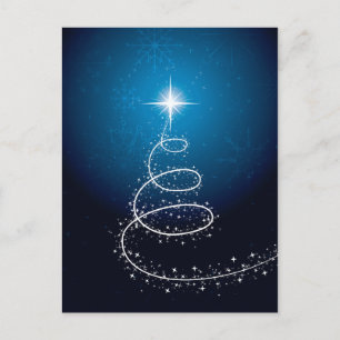 Cartão Postal De Festividades Estrela de Natal e Flocos de Neve