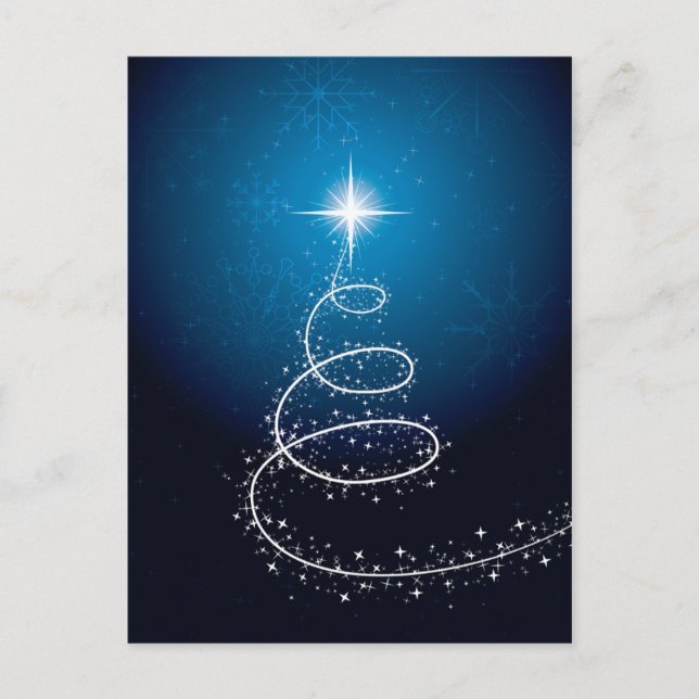 Cartão Postal De Festividades Estrela de Natal e Flocos de Neve (Frente)
