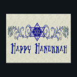 Cartão Postal De Festividades Estrela de Paz de Hanukkah<br><div class="desc">O trabalho de pergaminho tem uma Estrela de David com um sinal de Paz no centro e um desejo de um Feliz Chanucá.</div>