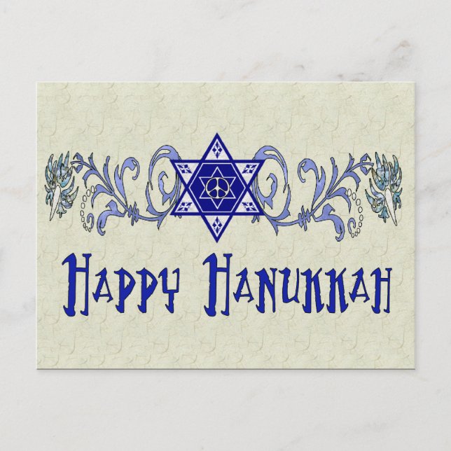 Cartão Postal De Festividades Estrela de Paz de Hanukkah (Frente)