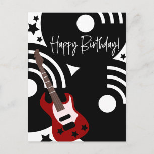 Cartão Postal De Festividades Estrela do Rock Musical Guitarra Elétrica Aniversá