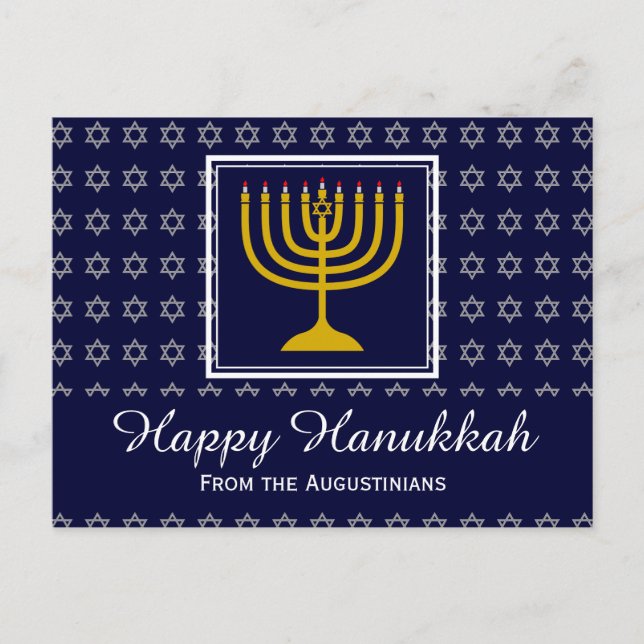 Cartão Postal De Festividades Estrela HANUKKAH FELIZ de David Menorah Personaliz (Frente)