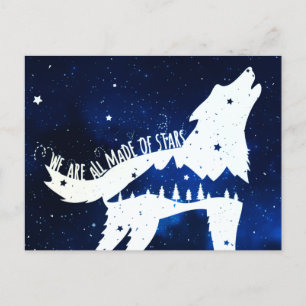 Cartão Postal De Festividades Estrelas Azuis de Aquarela Sonham Inspiração Cósmi