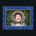 Cartão Postal De Festividades Estrelas bonitos Hanukkah do amor & da luz<br><div class="desc">Bonito e divertimento, este cartão do feriado é a maneira perfeita de enviar os cumprimentos da estação aos amigos e à família. Características brancas e estrelas e neve de prata em um fundo azul. Mude o modelo da foto ao seus próprios. A parte dianteira e a parte traseira têm o...</div>