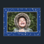 Cartão Postal De Festividades Estrelas bonitos Hanukkah do amor & da luz<br><div class="desc">Bonito e divertimento, este cartão do feriado é a maneira perfeita de enviar os cumprimentos da estação aos amigos e à família. Características brancas e estrelas e neve de prata em um fundo azul. Mude o modelo da foto ao seus próprios. A parte dianteira e a parte traseira têm o...</div>