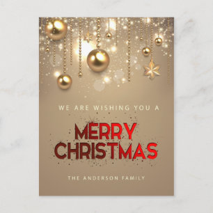 Cartão Postal De Festividades Estrelas Douradas, Enfeites, Feliz Natal