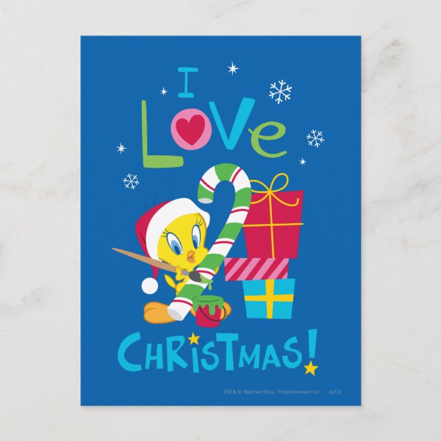Cartão Postal De Festividades Eu adoro Natal - TWEETY™ (Frente)