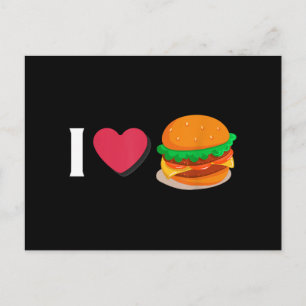 Cartão Postal De Festividades Eu Amo Hambúrguer Cheeseburger Alimentação Não Sau