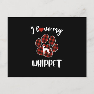 Cartão Postal De Festividades Eu Amo Minha Camiseta do Dia dos Namorados Whippet