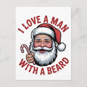 Cartão Postal De Festividades Eu Amo um Homem Com uma Barba Papai Noel Barbudo N
