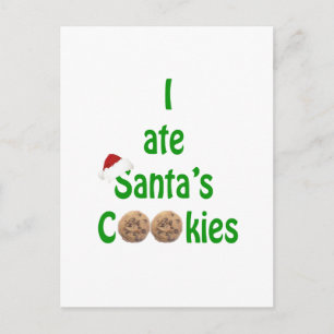 Cartão Postal De Festividades Eu comi Cookies de Papais noeis
