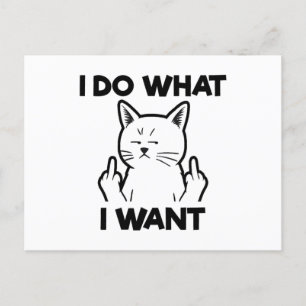 Cartão Postal De Festividades Eu Faço O Que Eu Quero Gato