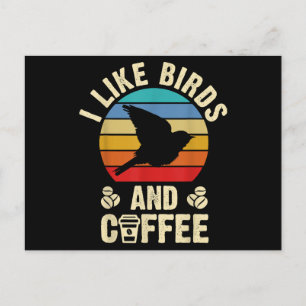 Cartão Postal De Festividades Eu gosto do tema Pássaros e Café Pássaros Vintage