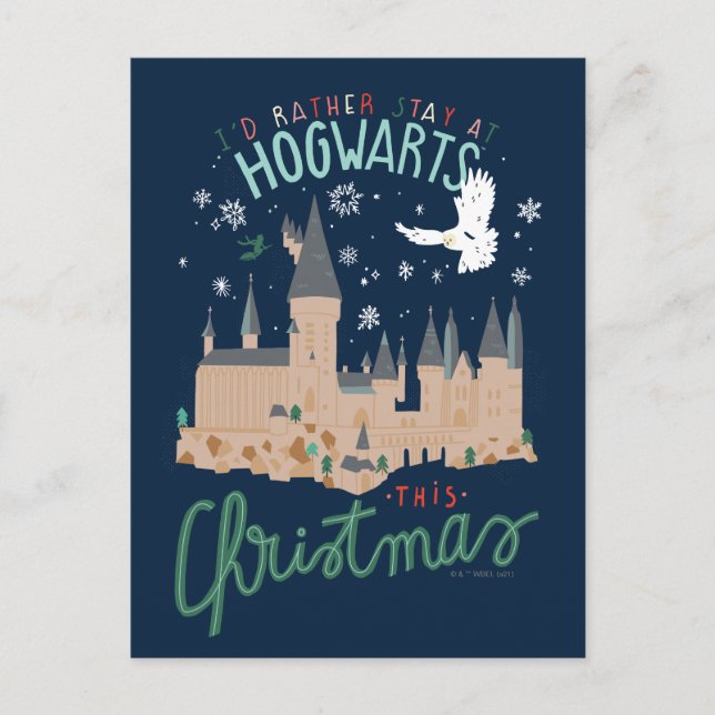 Cartão Postal De Festividades Eu Preferencialmente Ficaria Em Hogwarts Este Nata (Frente)