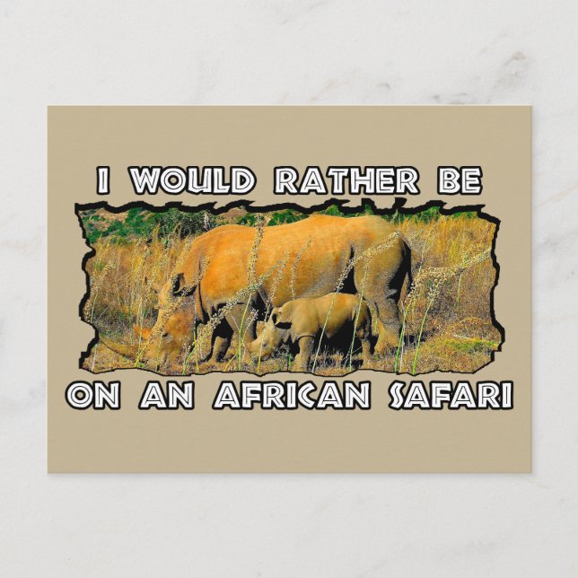 Cartão Postal De Festividades Eu Preferencialmente O Africano Safari Rhino Reeds (Frente)